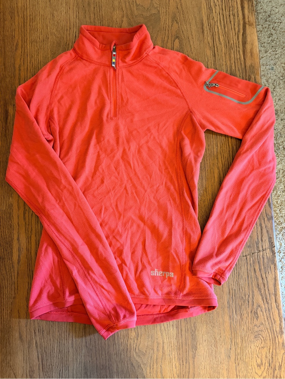 Women's Orange Quarter-Zip Sherpa Sweater sz S